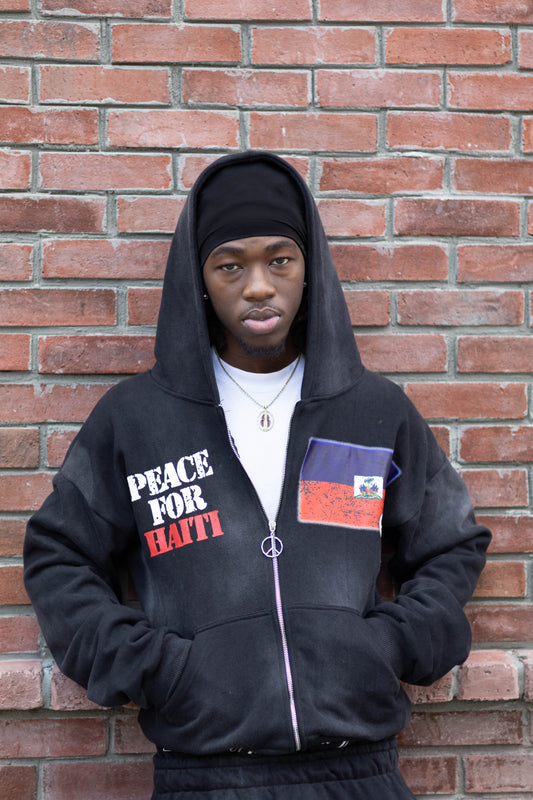Peace For Haiti Zip-up"BLACK"